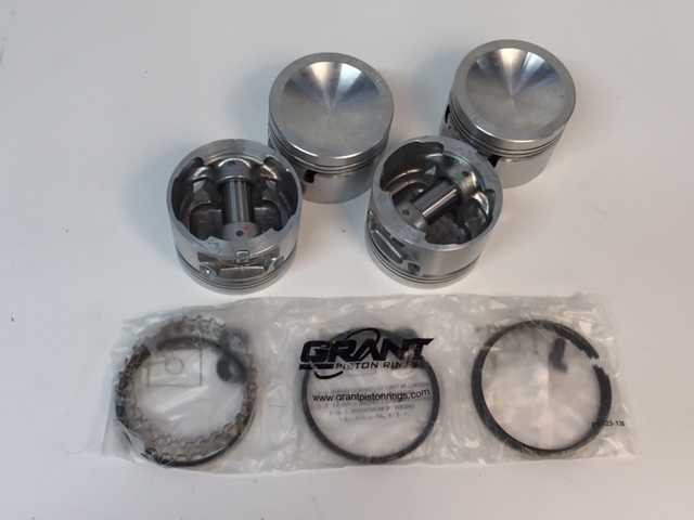 MGB Piston Set w/Rings, pinch bolt, 3 main engine, 0.020