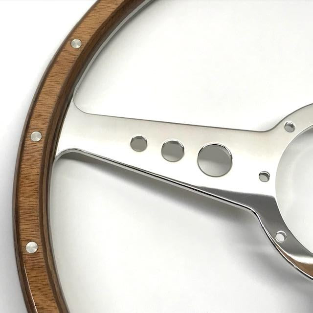 MGB Classic Light Wood Steering Wheel,  15" flat