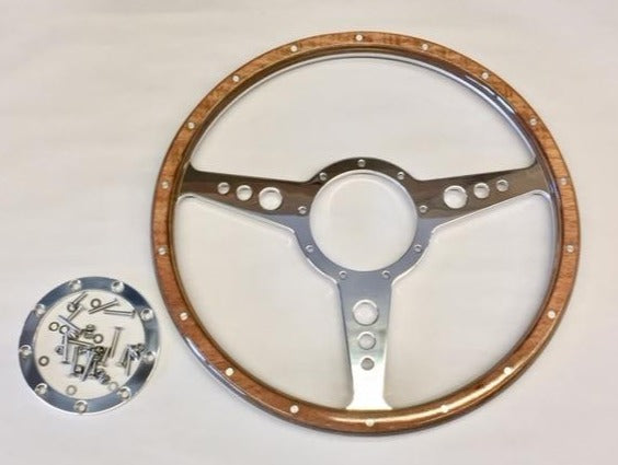 MGB Classic Light Wood  Steering Wheel, 14" flat