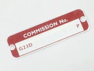 Comission Number Plate, MGBGT 1965-1970