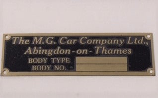 Body Type Identification Plate