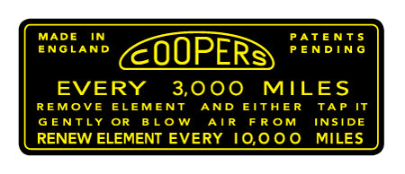 Coopers Air Cleaner Decal for Mini
