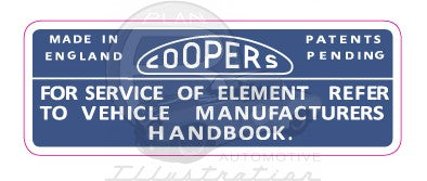 Coopers Air Cleaner Decal (late)