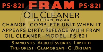 FRAM PS-821 Filter Decal