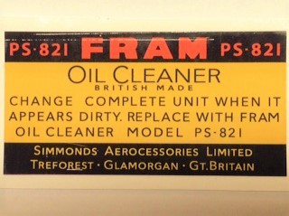 Oil Filter Decal (FRAM) T-Type