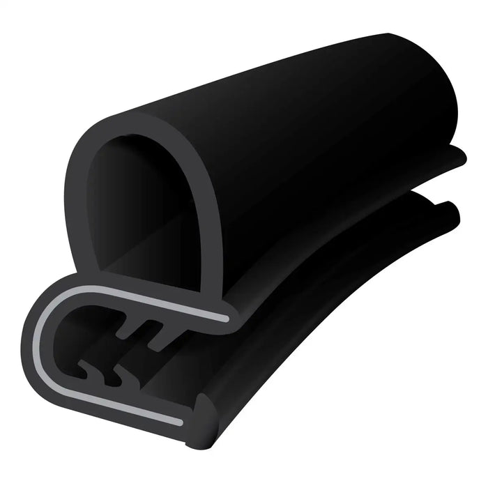 Door Seal, black velour/rubber, sold per yard