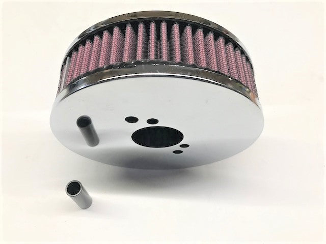 Chrome Air Filter Assembly by K&N, 1-1/2" SU, 1-3/4", missing on piece!