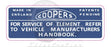 Coopers Air Cleaner Decal (late)