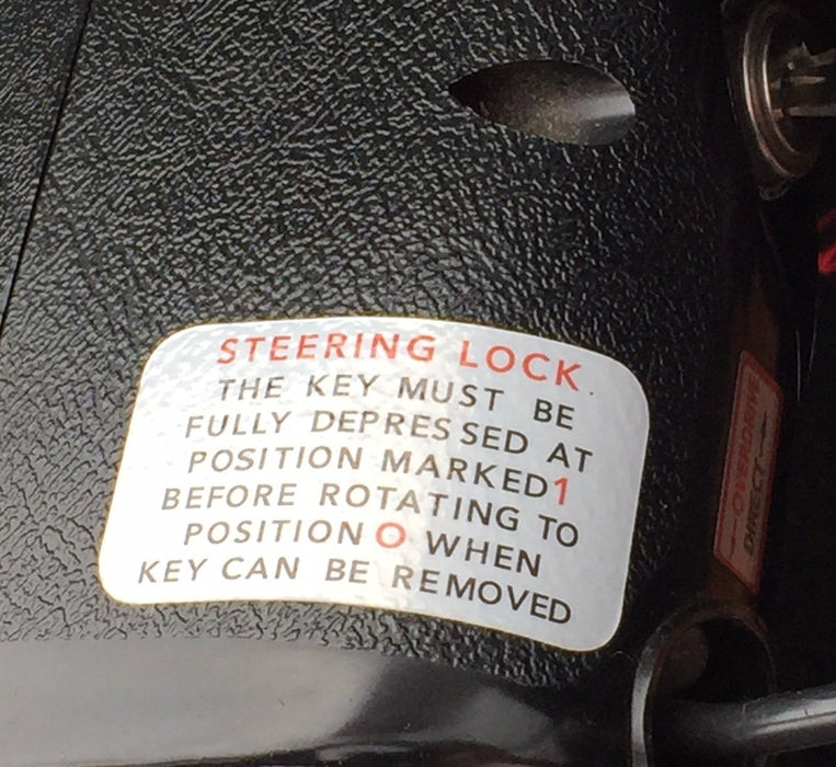 MGB Steering Lock Decal